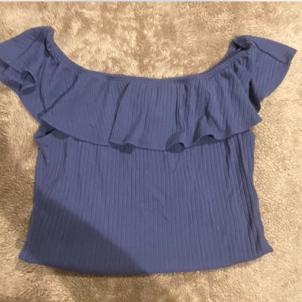 Kendal And Kylie Blue Body Suit with Ruffle Detailing - Size Medium